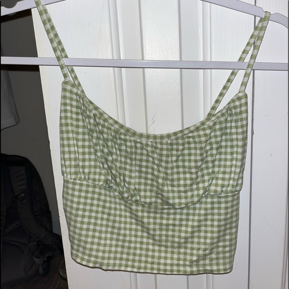 Checkered green tank top Pacsun